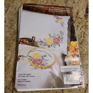 Tobin Stamped Pillowcase Pair for Embroidery, 20 by 30-Inch,Country Rose Classic